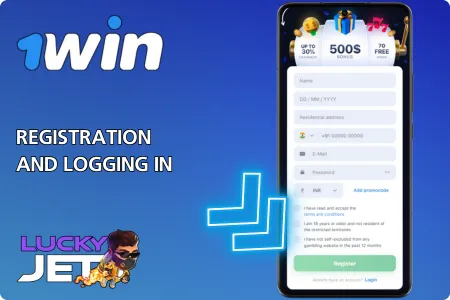 How to register in 1Win Lucky Jet app