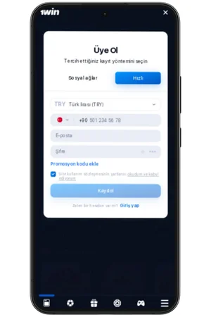 1win uygulamasına e-posta yoluyla kayıt