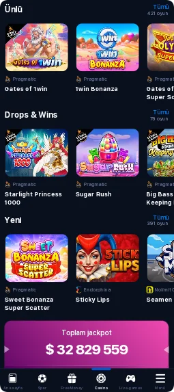 1Win uygulamasındaki oyunlar