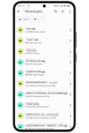 Archivo APK de 1win para Android