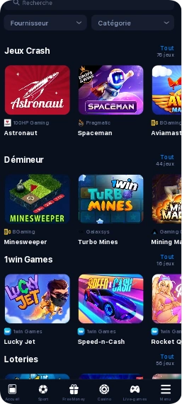 crash du jeu dans l'application 1win