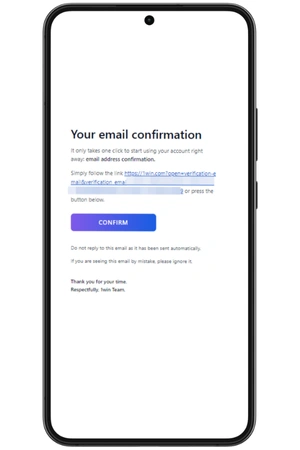 email verification in 1win app