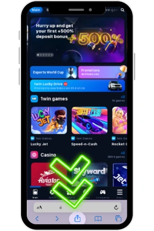 Guia de instalação do app da 1Win via Safari