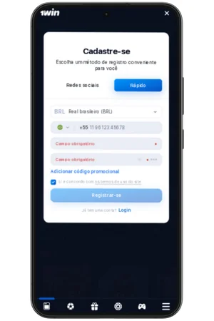 Guia de registro 1win app