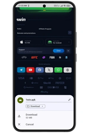 how to download 1win app