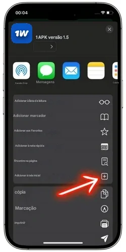 Aplicativo da 1Win para iPhone