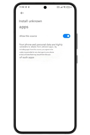 Installing 1Win application via unknown sources