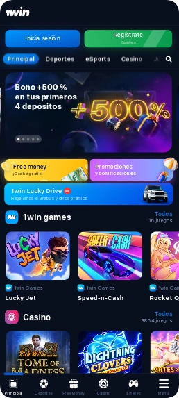 pantalla principal de la aplicación 1Win