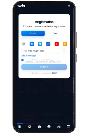 registration methods for 1win app