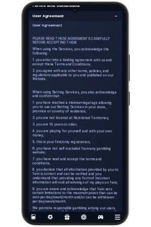 terms and conditions in 1win apk
