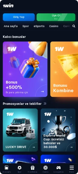 Türkçe uygulamada 1Win bonusu